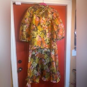 Ashley Stewart Retta’s Floral Tie Neck Skirt Set